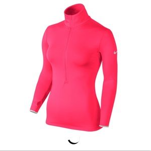 Nike Pro Dri-Fit Neon Pink Reflective Half Zip Run